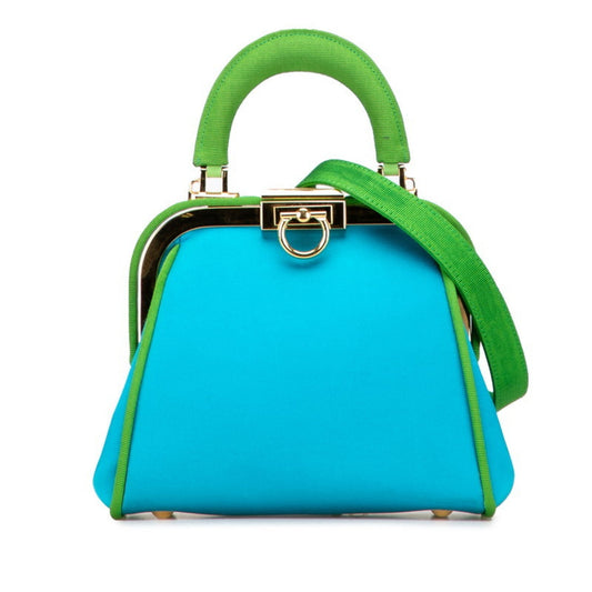 Christian Dior Green Blue Green Canvas Satin Handbag Shoulder Bag Rovelle Bags
