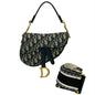 Christian Dior Navy Leather Canvas Saddle Bag Shoulder Bag Rovelle Bags