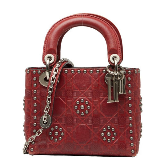 Christian Dior Lady Dior Red Color Leather Handbag Shoulder Bag Rovelle Bags