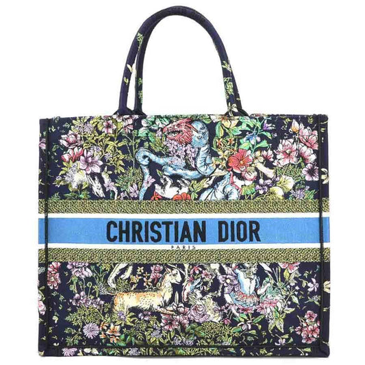 Christian Dior Navy Canvas Handbag Tote Bag Canvas Rovelle Bags