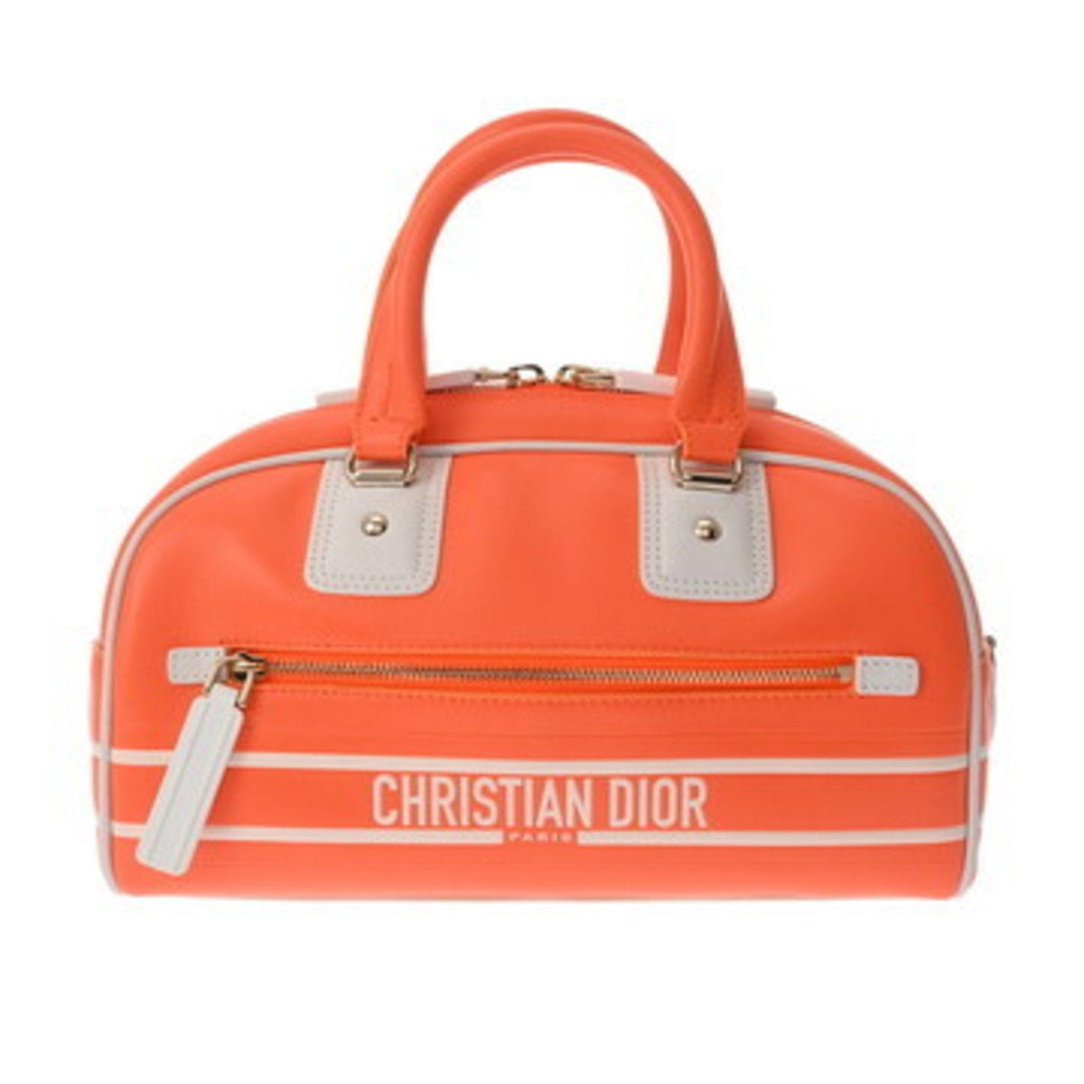 Christian Dior Orange White Leather Handbag Rovelle Bags