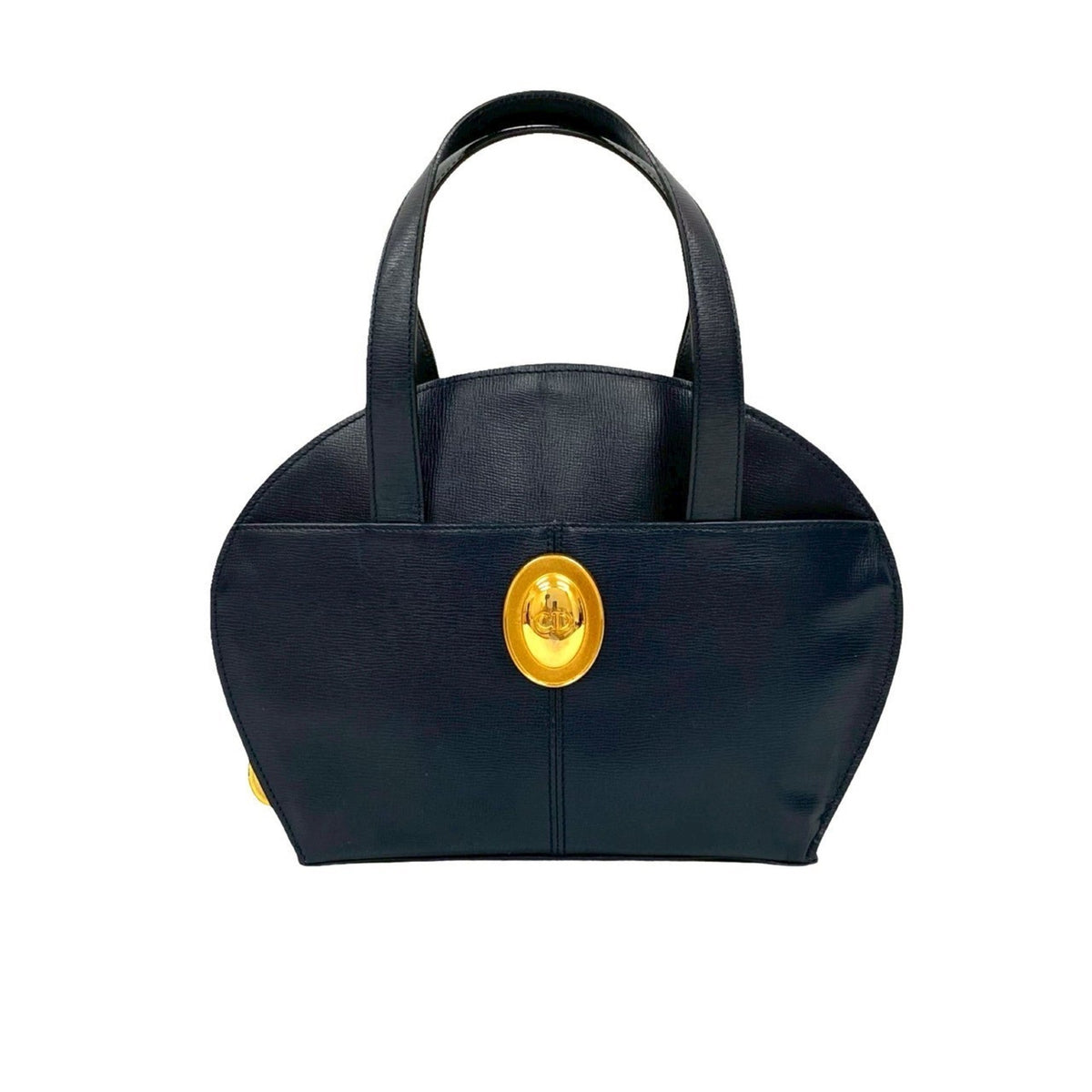 Christian Dior Navy Leather Boston Bag Handbag Tote Bag Rovelle Bags
