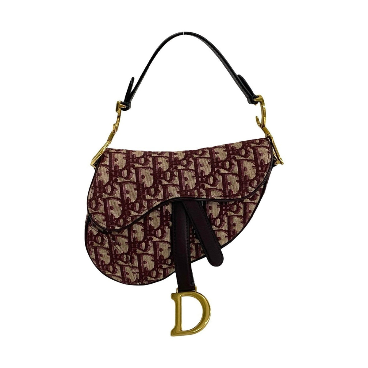 Christian Dior Red Color Leather Canvas Handbag Saddle Bag Rovelle Bags
