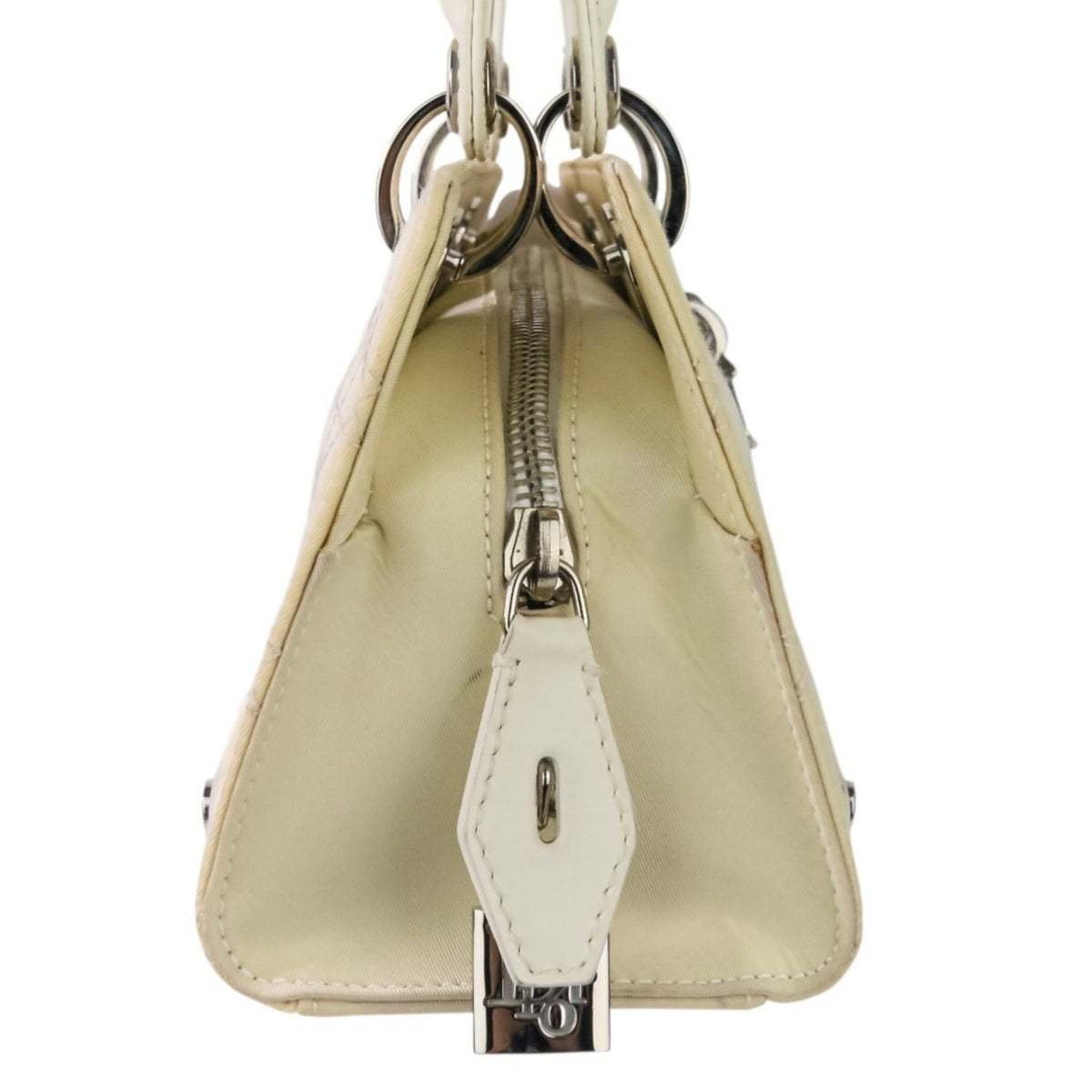 Christian Dior Off-White Nylon Leather Handbag Rovelle Bags