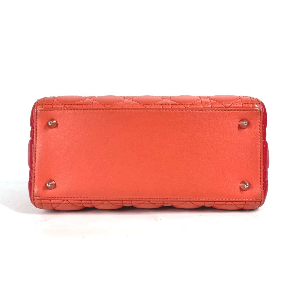 Christian Dior Lady Dior Orange Pink Red Color Leather Handbag Shoulder Bag Tote Bag Rovelle Bags
