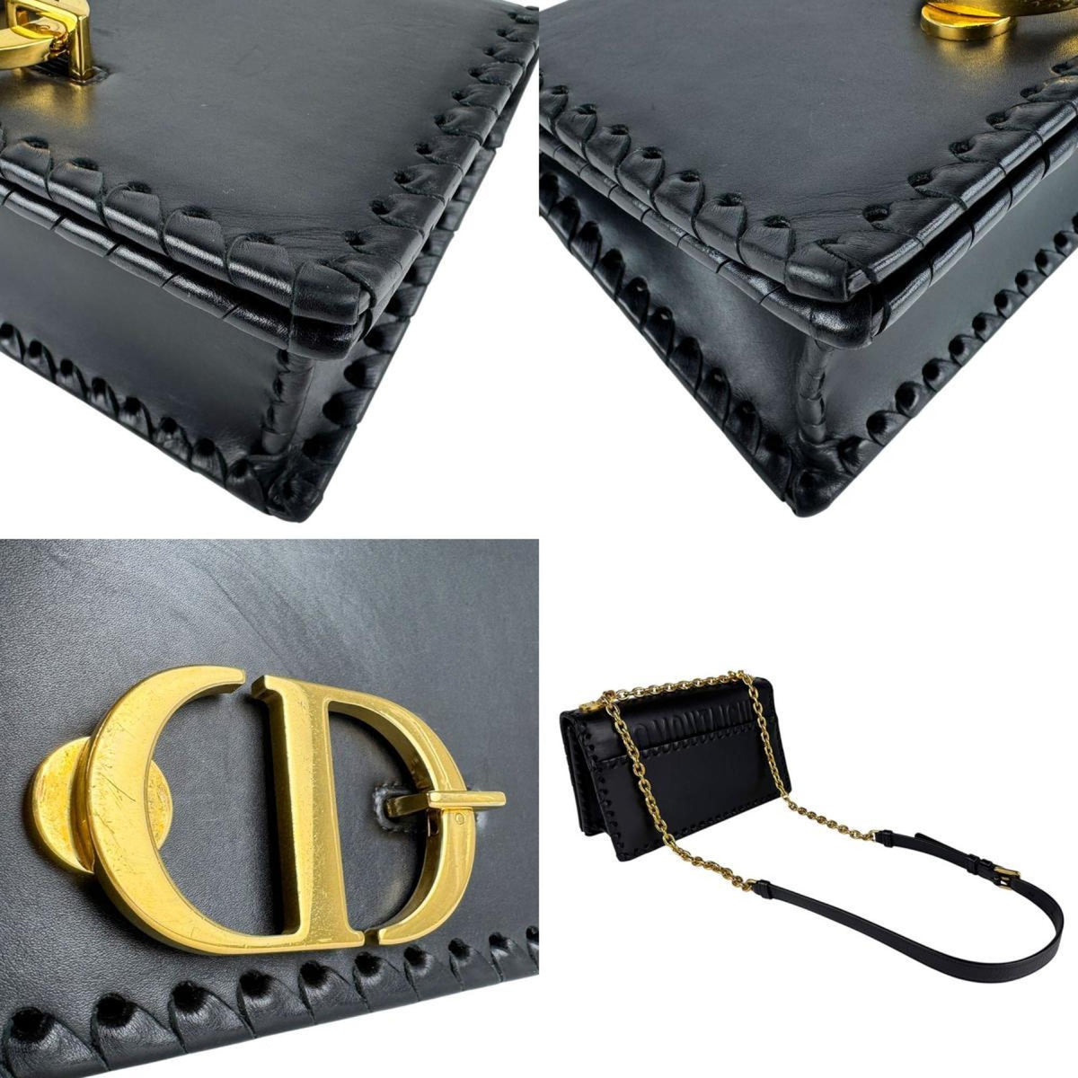 Christian Dior Black Leather Shoulder Bag Style 18 Rovelle Bags