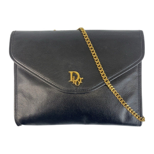 Christian Dior Black Leather Clutch Bag Shoulder Bag Leather Rovelle Bags