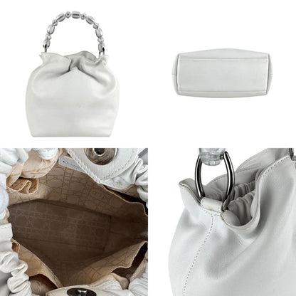 Christian Dior White Leather Handbag Rovelle Bags