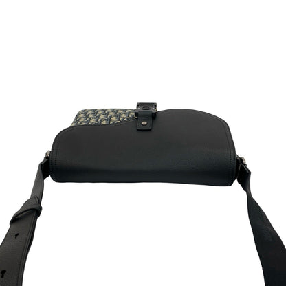 Christian Dior Black Canvas Leather Messenger Bag Shoulder Bag Leather Rovelle Bags