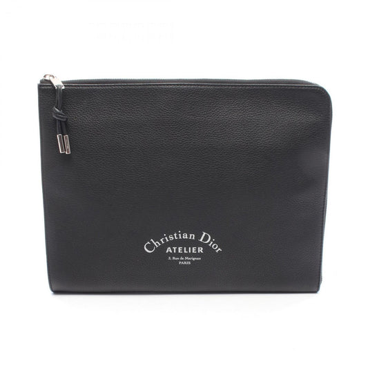 Christian Dior Black Leather Clutch Bag Leather Rovelle Bags
