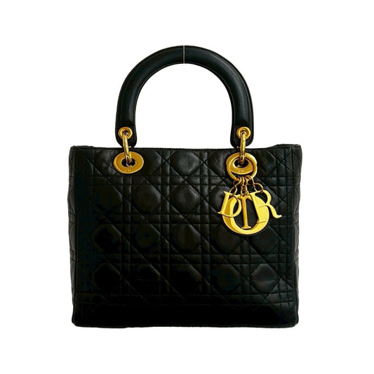 Christian Dior Black Leather Handbag Tote Bag Style 2 Rovelle Bags