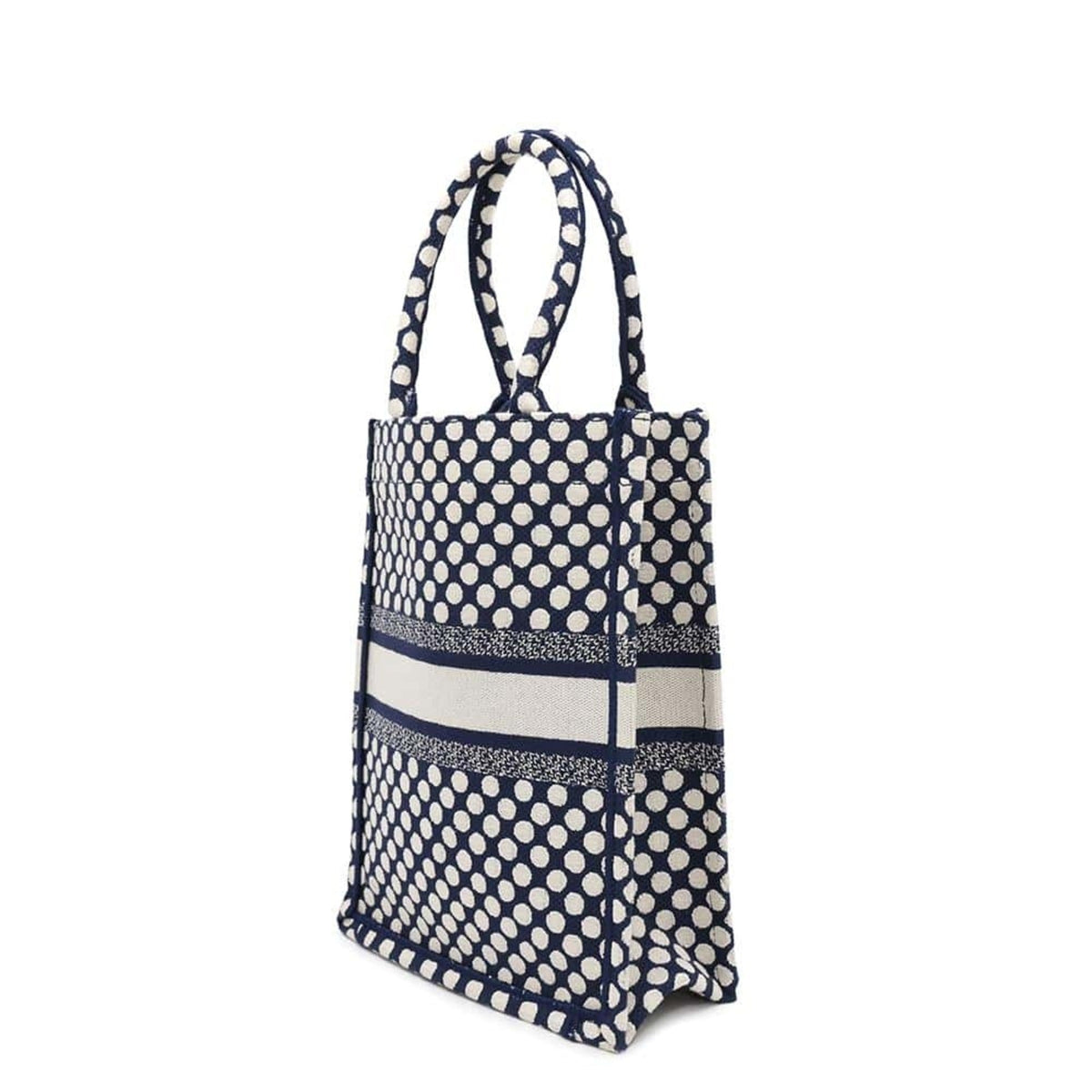 Christian Dior Navy White Canvas Handbag Canvas Rovelle Bags