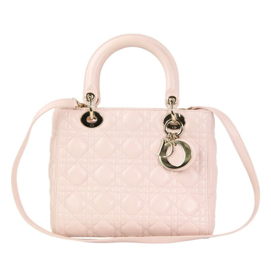 Christian Dior Lady Dior Pink Leather Handbag Shoulder Bag Leather Rovelle Bags