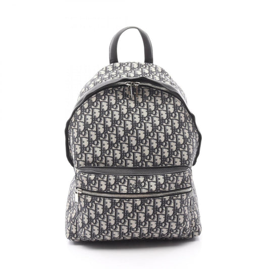 Christian Dior Beige Black Blue Canvas Leather Backpack Rovelle Bags