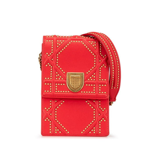 Christian Dior Gold Red Color Leather Shoulder Bag Rovelle Bags