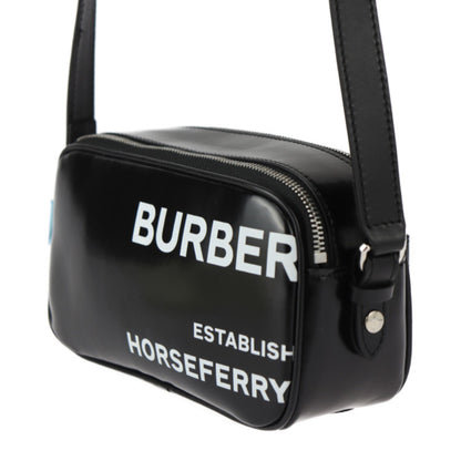 Burberry Black White Coated Canvas Leather Pochette Pouch Shoulder Bag ( )