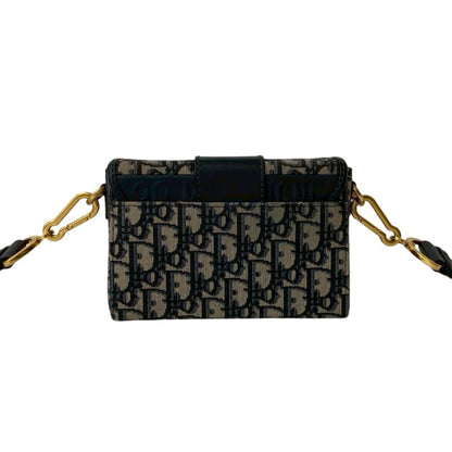 Christian Dior Navy Leather Canvas Shoulder Bag Rovelle Bags