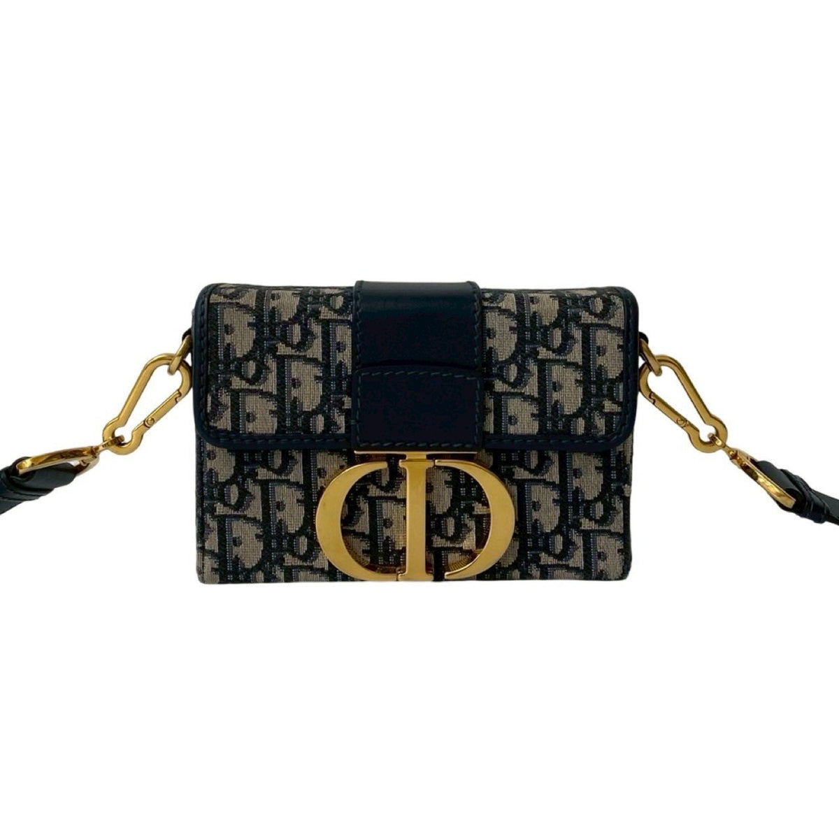 Christian Dior Navy Leather Canvas Shoulder Bag Rovelle Bags