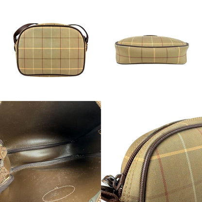 Burberry Burberrys Beige Brown Khaki Canvas Leather Shoulder Bag ( )