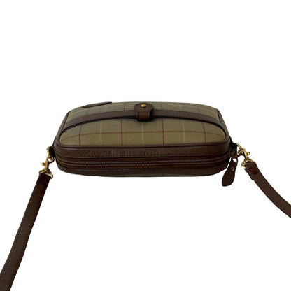 Burberry Brown Khaki Leather Canvas Shoulder Bag ( )