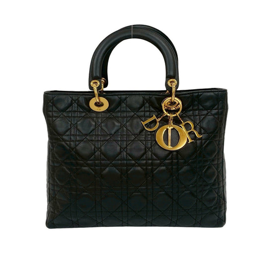Christian Dior Black Leather Handbag Tote Bag Style 8 Rovelle Bags