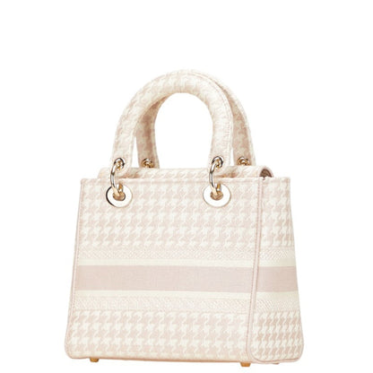 Christian Dior Lady Dior Pink White Canvas Handbag Shoulder Bag Rovelle Bags