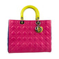 Christian Dior Blue Pink Yellow Leather Handbag Shoulder Bag Leather Rovelle Bags