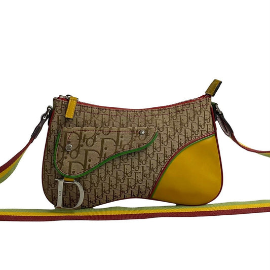 Christian Dior Beige Leather Canvas Pochette Saddle Bag Shoulder Bag Rovelle Bags