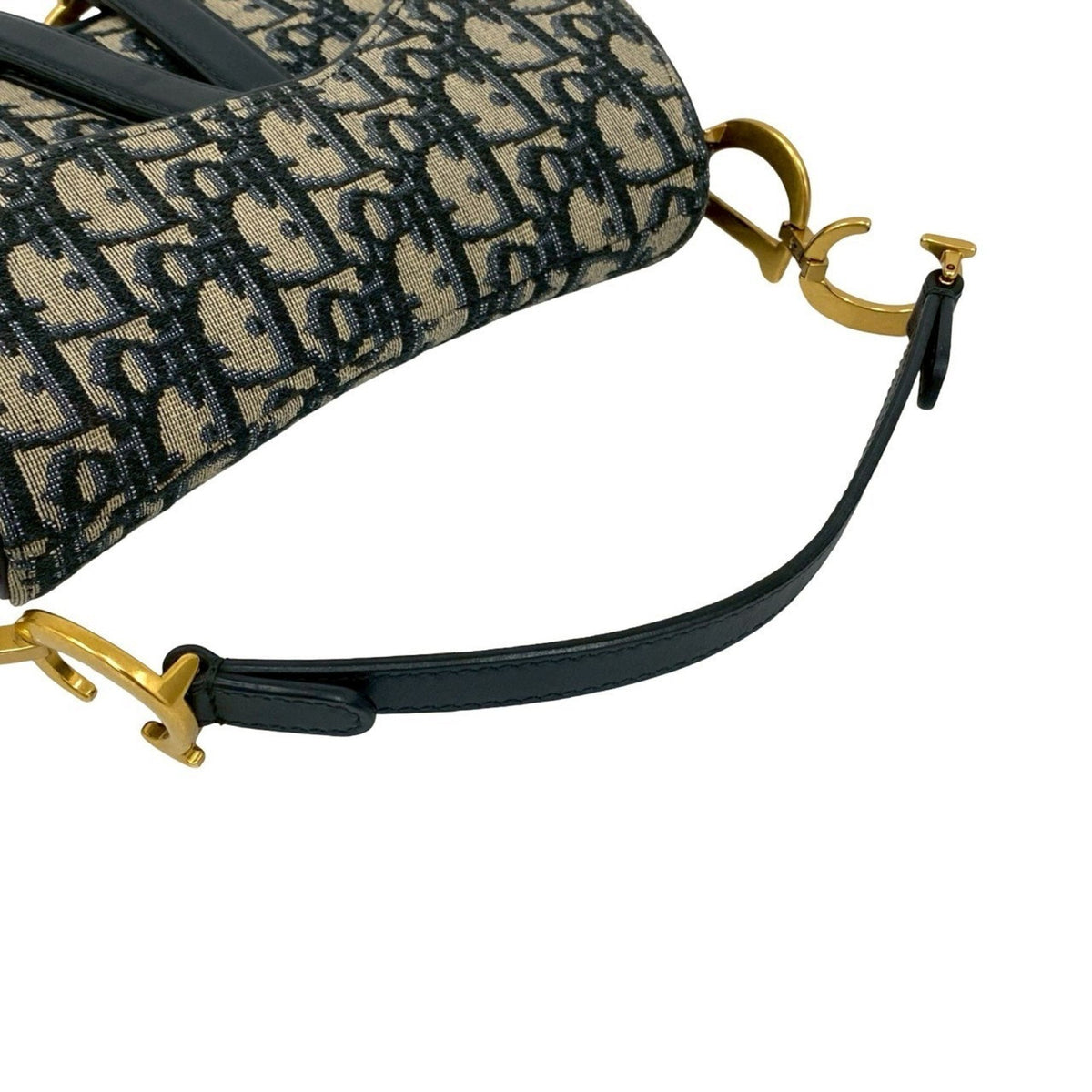 Christian Dior Navy Leather Canvas Handbag Saddle Bag Shoulder Bag Rovelle Bags