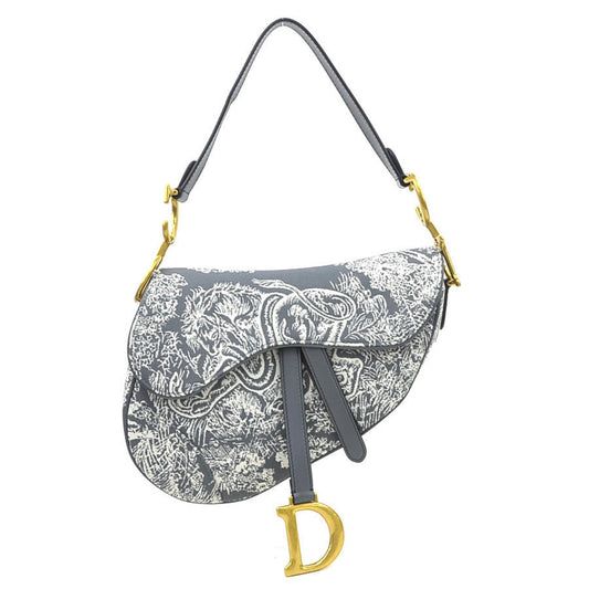 Christian Dior Gray Off-White Canvas Leather Shoulder Bag Rovelle Bags