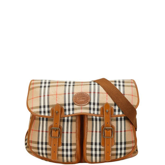 Burberry Beige Multi-Color Canvas Leather Shoulder Bag ( )