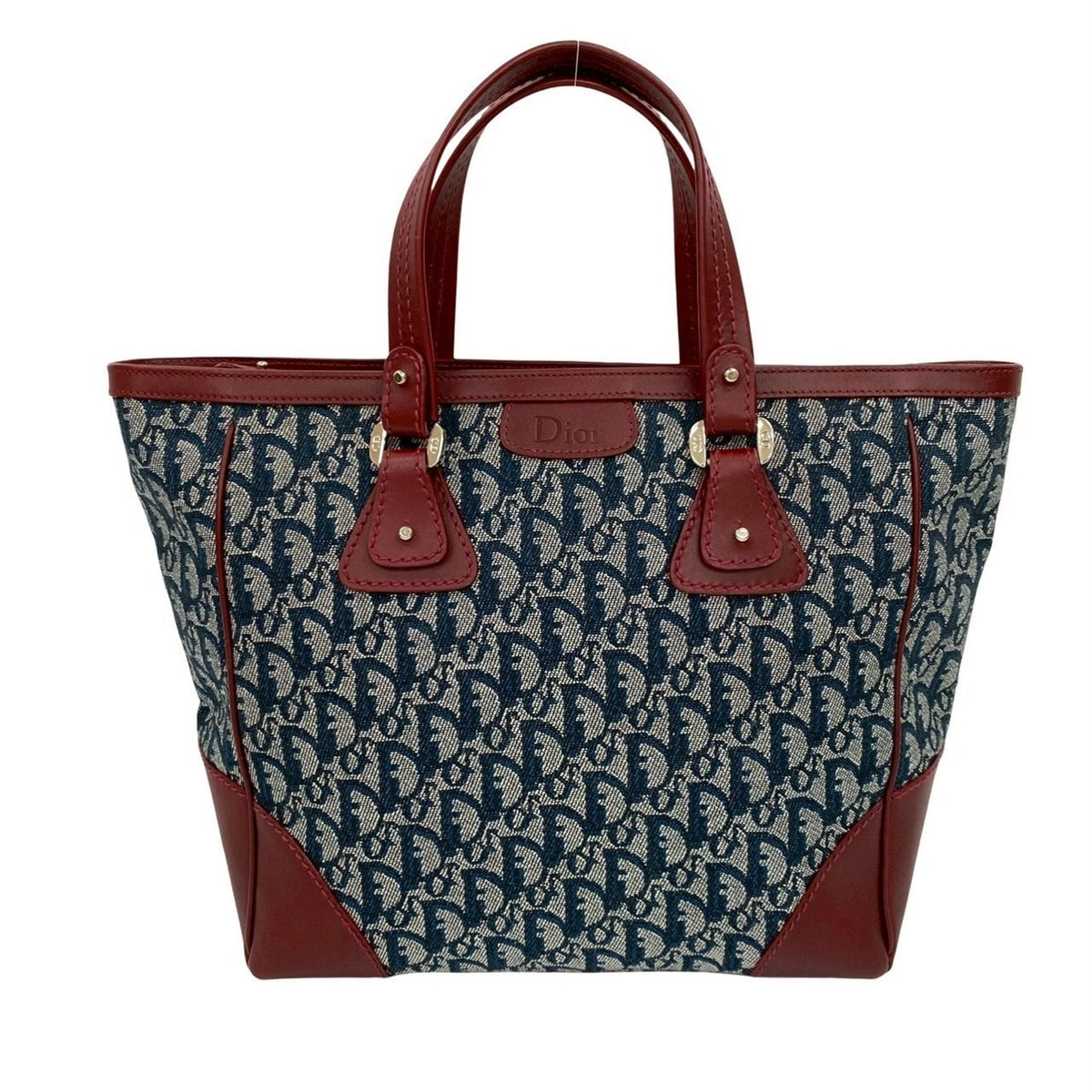 Christian Dior Navy Wine Canvas Leather Handbag Tote Bag Style 2 Rovelle Bags
