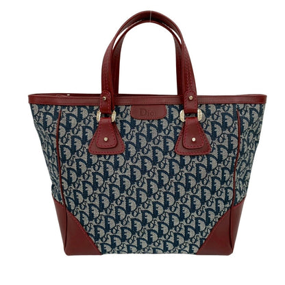 Christian Dior Navy Wine Canvas Leather Handbag Tote Bag Style 2 Rovelle Bags