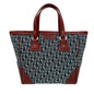 Christian Dior Navy Wine Canvas Leather Handbag Tote Bag Style 2 Rovelle Bags