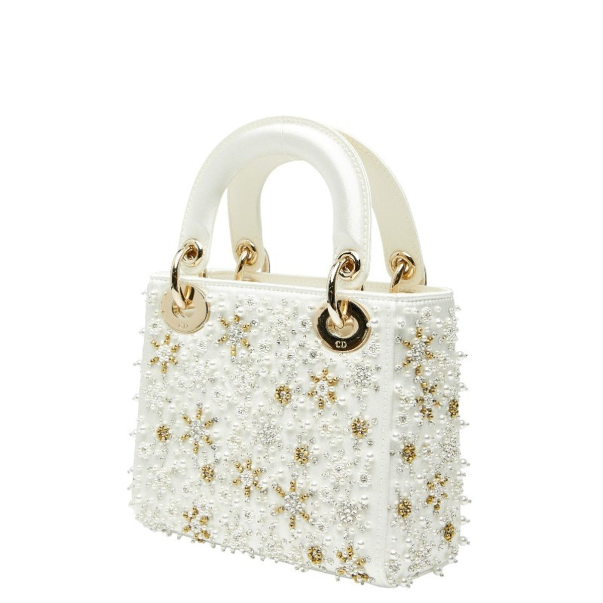 Christian Dior Lady Dior White Silk Handbag Shoulder Bag Rovelle Bags