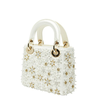 Christian Dior Lady Dior White Silk Handbag Shoulder Bag Rovelle Bags