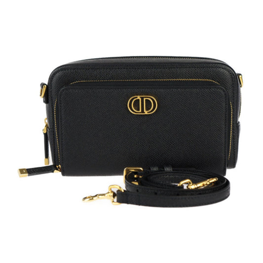 Christian Dior Black Leather Clutch Bag Handbag Pochette Pouch Shoulder Bag Rovelle Bags