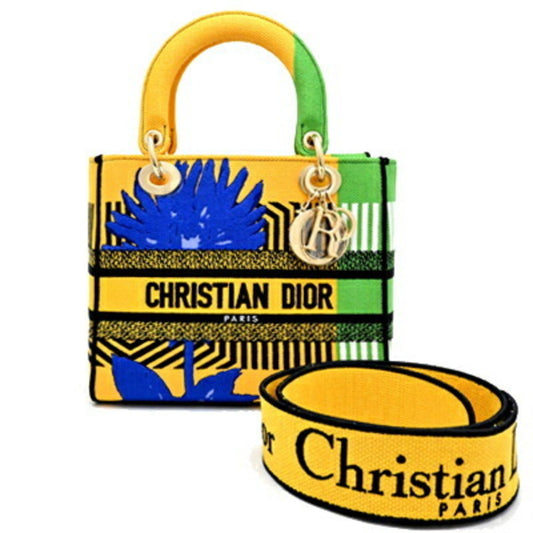Christian Dior Multi-Color Yellow Canvas Handbag Rovelle Bags
