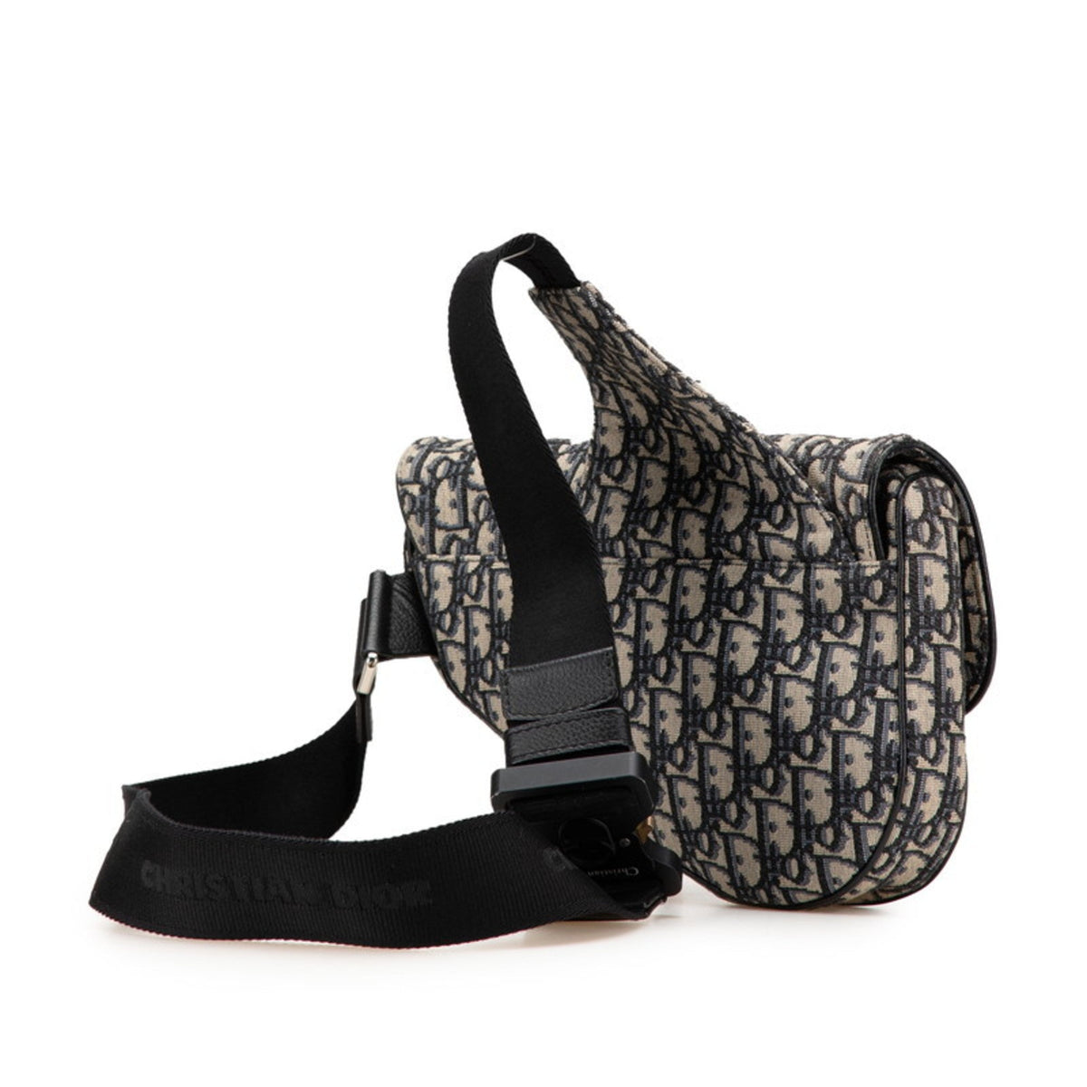 Christian Dior Beige Navy Canvas Leather Saddle Bag Shoulder Bag Sling Bag Rovelle Bags