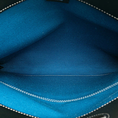 Burberry Black Blue Canvas Leather Handbag Shoulder Bag ( )