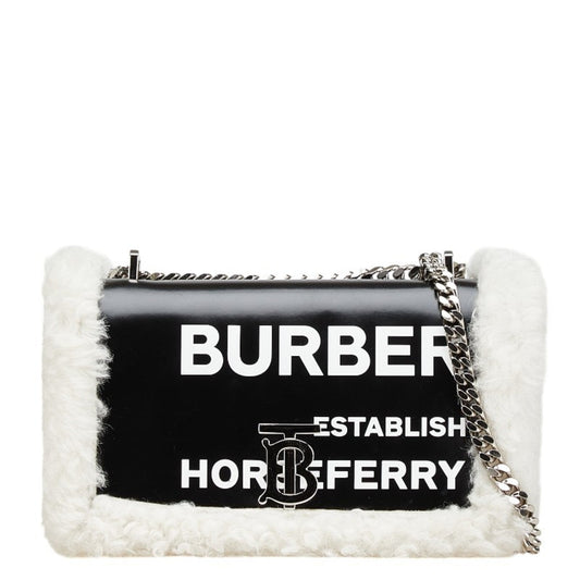 Burberry Black White Leather Shoulder Bag ( )