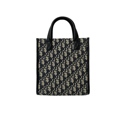 Christian Dior Black Navy Leather Canvas Handbag Shoulder Bag Rovelle Bags
