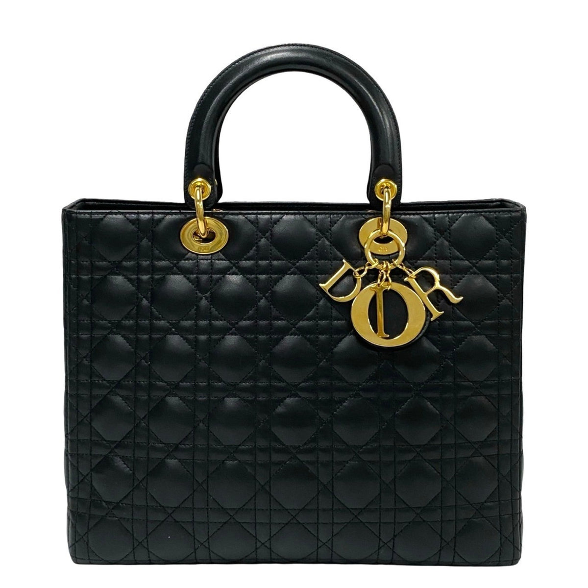 Christian Dior Black Leather Handbag Tote Bag Rovelle Bags