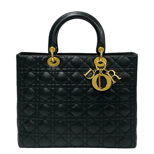 Christian Dior Black Leather Handbag Tote Bag Rovelle Bags