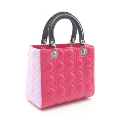 Christian Dior Lady Dior Black Pink Leather Handbag Rovelle Bags