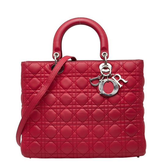 Christian Dior Lady Dior Red Color Leather Handbag Shoulder Bag Style 3 Rovelle Bags