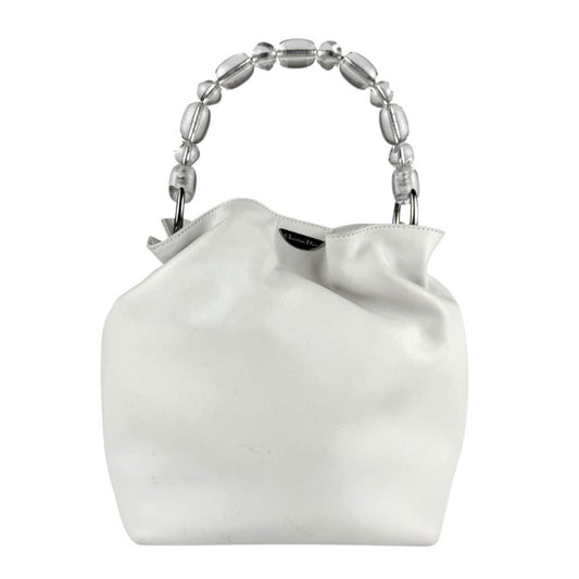 Christian Dior White Leather Handbag Rovelle Bags