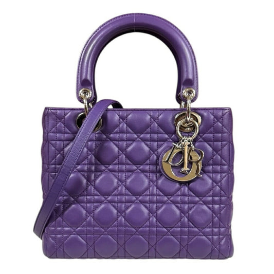 Christian Dior Lady Dior Purple Leather Shoulder Bag Rovelle Bags