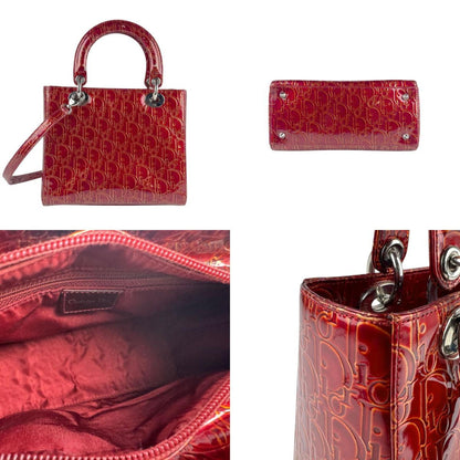 Christian Dior Red Color Patent Leather Handbag Shoulder Bag Rovelle Bags