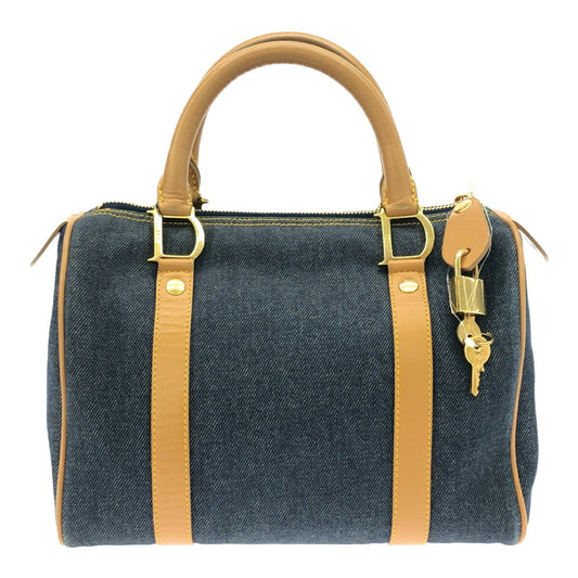 Christian Dior Blue Cotton Leather Boston Bag Rovelle Bags